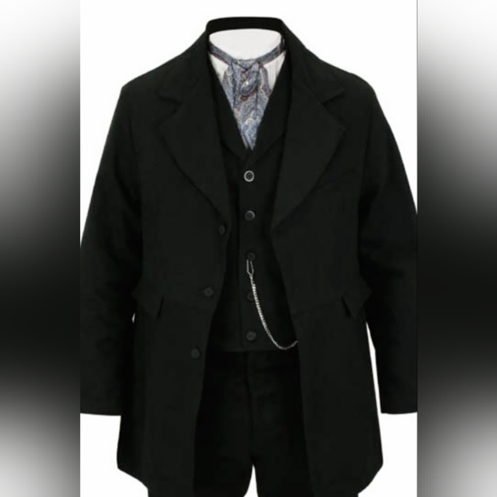 Frontier Style Black Gunslinger Men's Coat